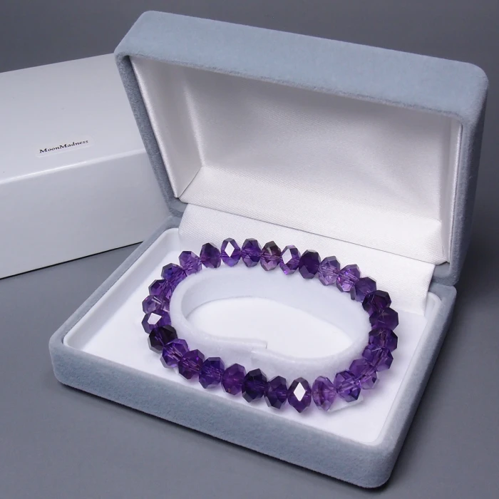 B1462紫水晶（アメシスト）連擦り32面カット8mm玉ブレスレット