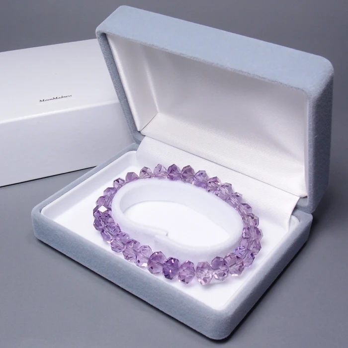 B1464ローズアメシスト連擦り32面カット8mm玉ブレスレット